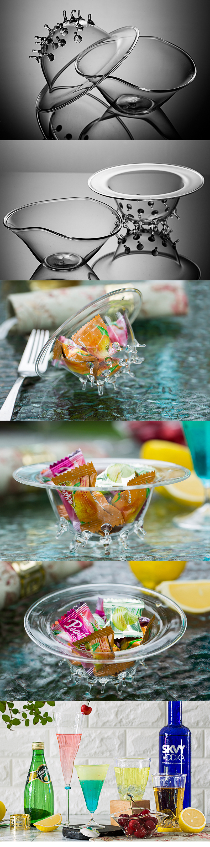 德国原产borosi手工玻璃食物碗水果碗点心碗Schale Chilo 透明