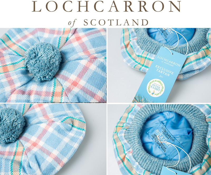 英国原产LOCHCARRON of SCOTLAND彼得兔格子呢羔羊毛儿童帽子 彩色