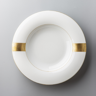 德国原产Königlich Tettau白底镀金瓷餐盘西餐盘