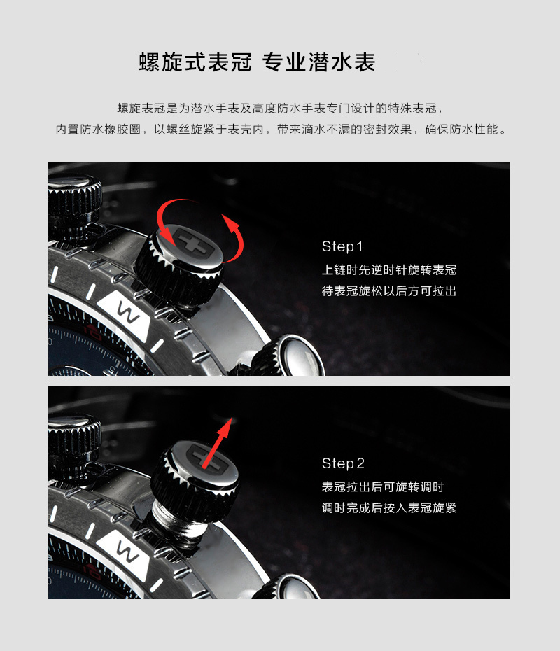 瑞士原产CHARMEX夏魅时空军1号飞行表瑞士军表男表200米防水 黑色