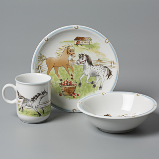 德国原产Seltmann Weiden陶瓷儿童餐具套装3件套小马图案