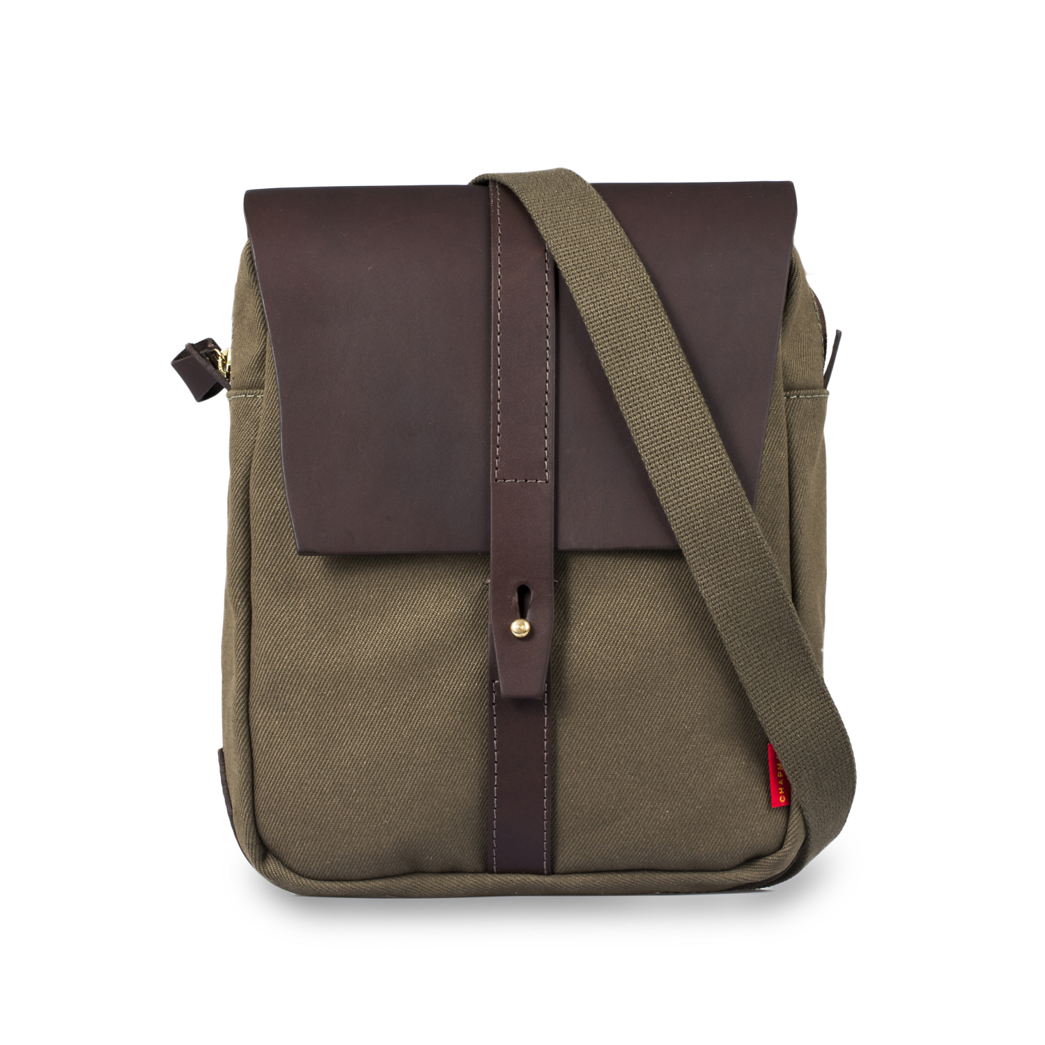 英国原产chapman男士纯手工斜纹帆布休闲斜挎包单肩包 深绿