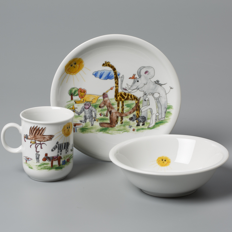 德国原产Seltmann Weiden瓷儿童餐具套装3件套动物园 混色