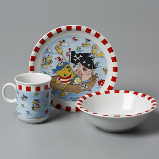 德国原产Seltmann Weiden陶瓷儿童餐具套装3件套小海盗
