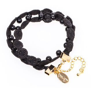 韩国原产MORAN YI_F时尚黑珠蕾丝手链手环