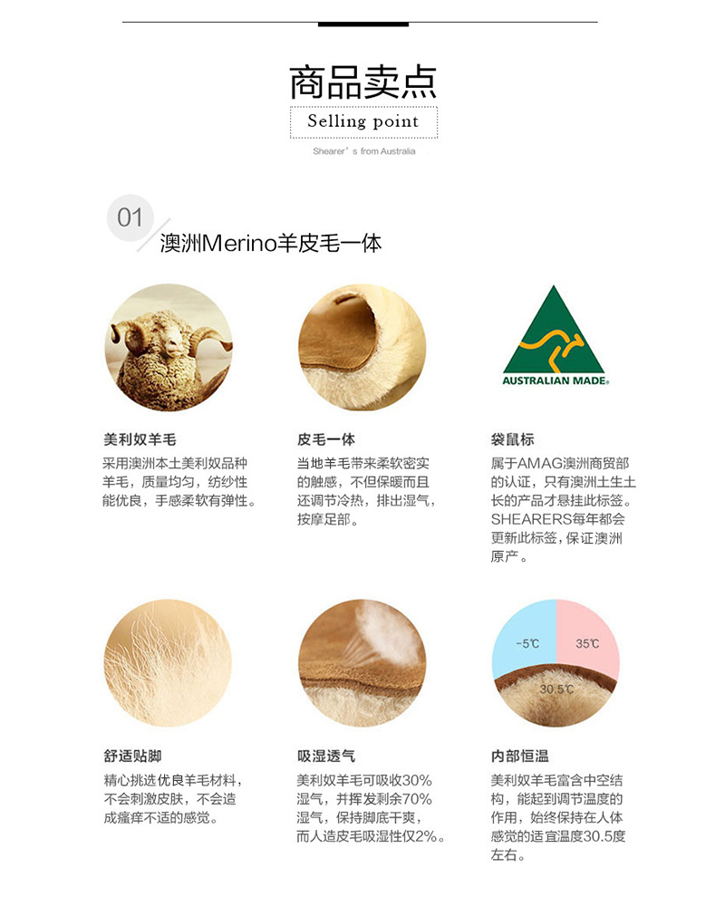 澳洲SHEARERS经典中筒靴舒适保暖雪地靴 酒红 5码（37）