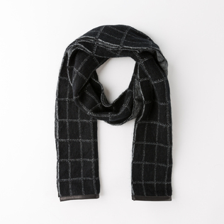 新西兰原产MCDONALD羊皮边方格围巾