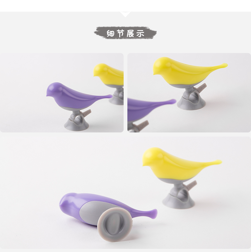 韩国原产b201 DESIGNERS创意小鸟收线夹理线器小号2只装 黄色+紫色
