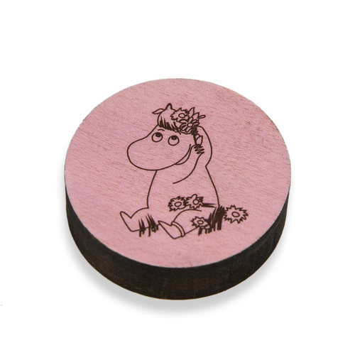 芬兰原产KOTONADESIGN实木手工圆形磁铁工艺品Moomin系列 粉红