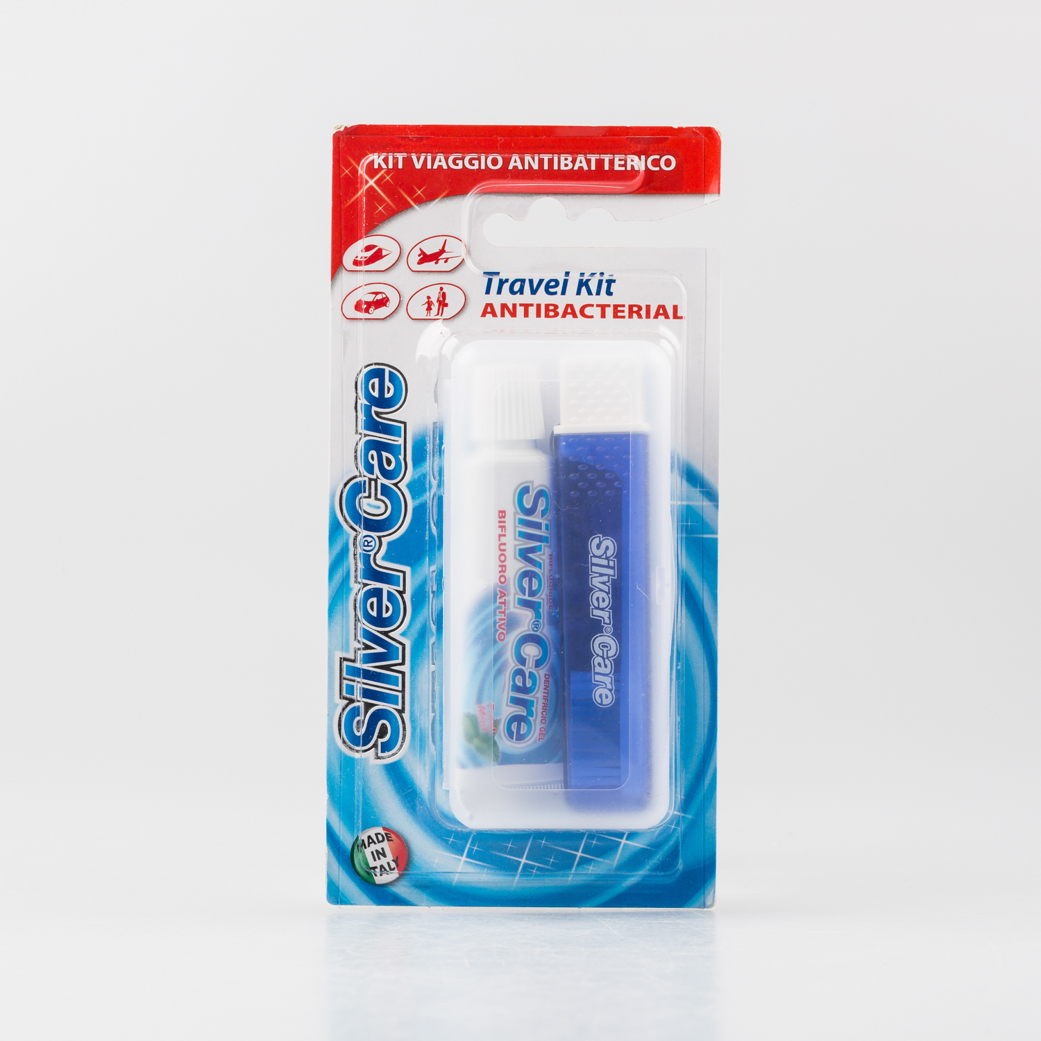 意大利原产SilverCare旅行套装中号牙刷牙膏20ml 蓝色