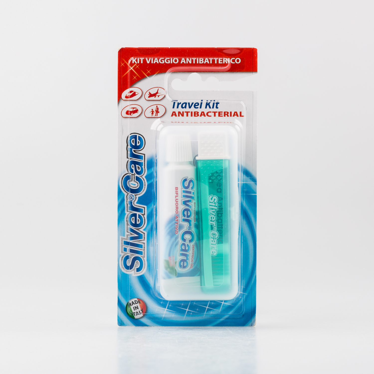 意大利原产SilverCare旅行套装中号牙刷牙膏20ml 绿色