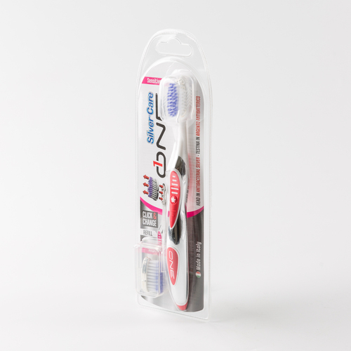 意大利原产SilverCareONE系列敏感牙刷+1个刷头 红色