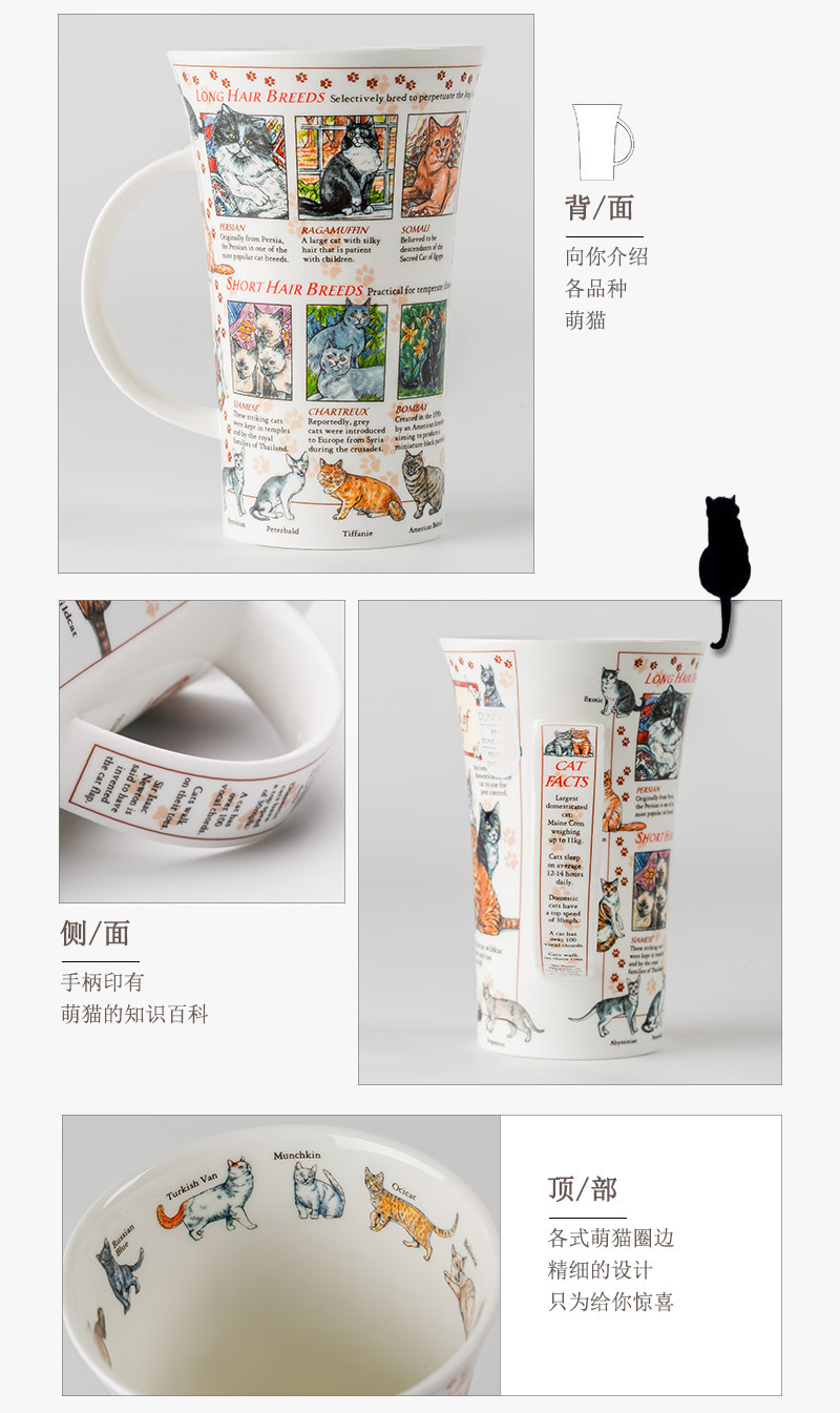 英国DUNOON丹侬峡谷型骨瓷马克杯猫的世界 蓝色礼盒