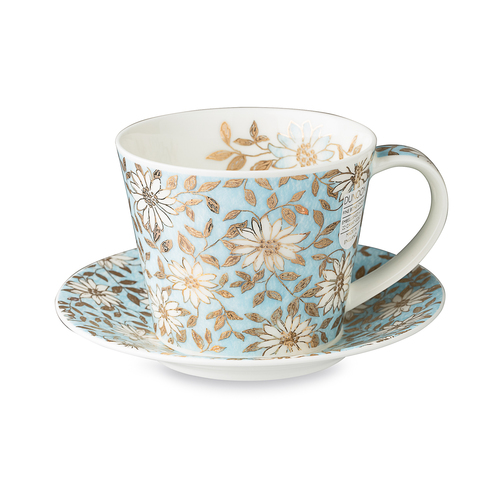 英国原产丹侬DUNOON骨瓷茶具一杯一碟套装 浅绿色小花