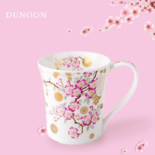 英国原产DUNOON丹侬骨瓷茶杯水杯马克杯樱花 黑色礼盒