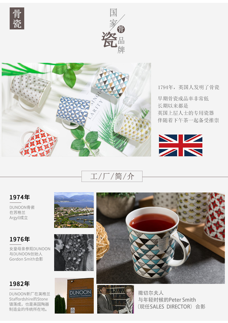 英国原产丹侬DUNOON骨瓷马克杯水杯撒马尔罕系列 扇形图案
