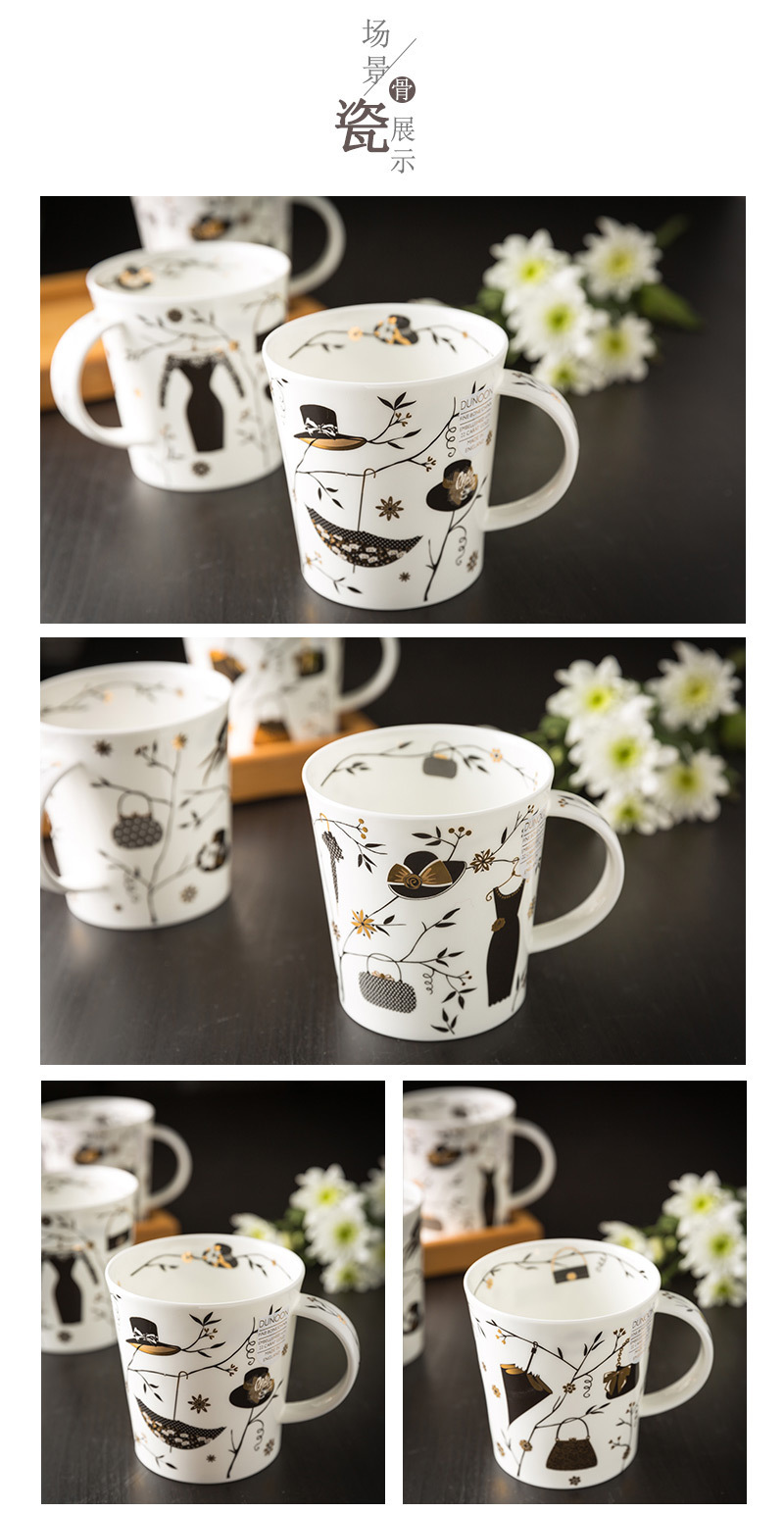 英国原产DUNOON丹侬lomond型骨瓷茶杯水杯马克杯时尚礼帽 蓝色礼盒