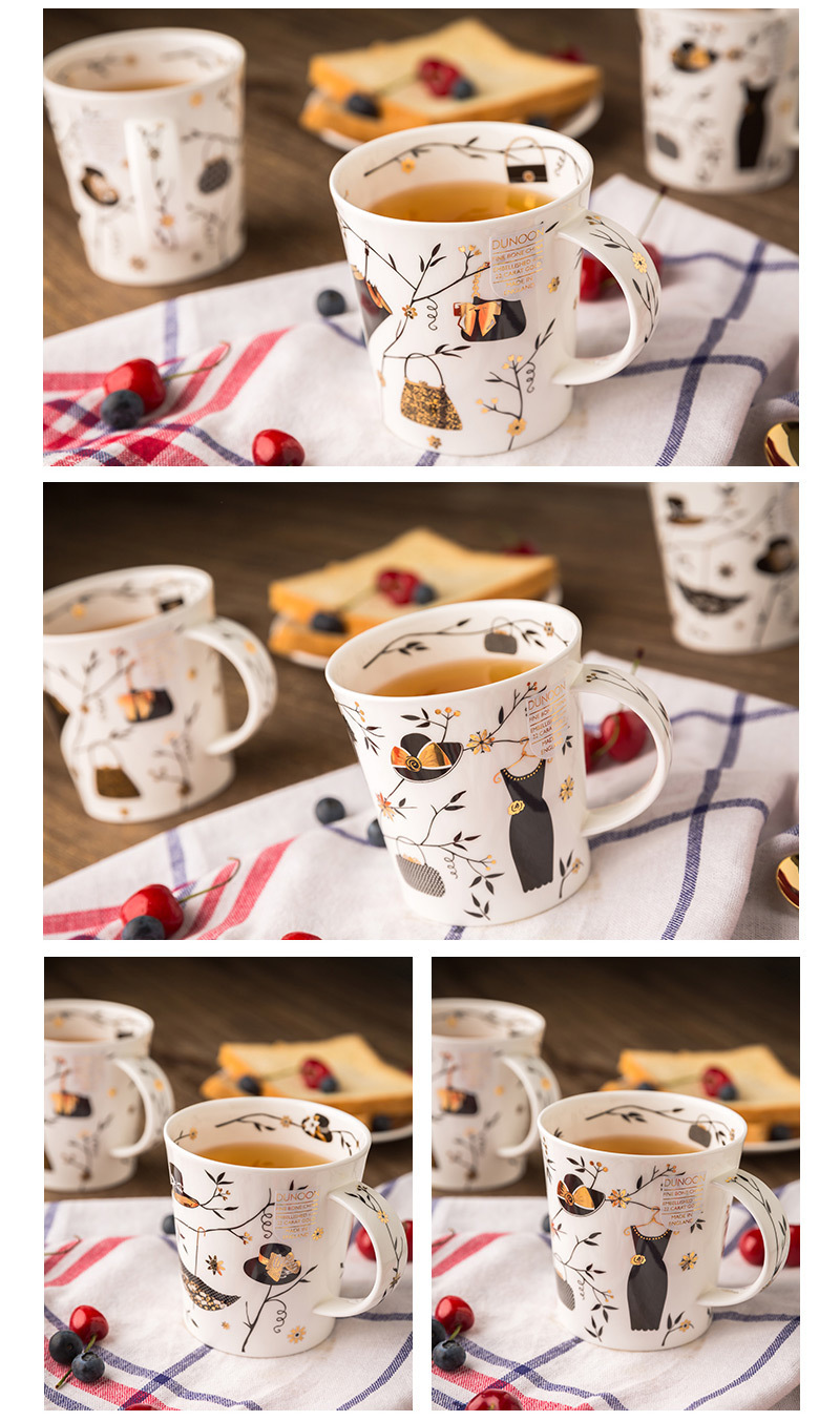 英国原产DUNOON丹侬lomond型骨瓷茶杯水杯马克杯时尚礼帽 蓝色礼盒