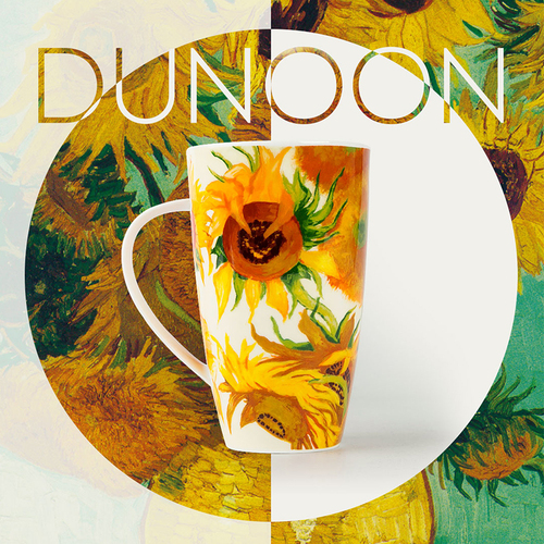 英国原产DUNOON丹侬骨瓷茶杯水杯骨瓷马克杯向日葵 梵高-向日葵 蓝色礼盒