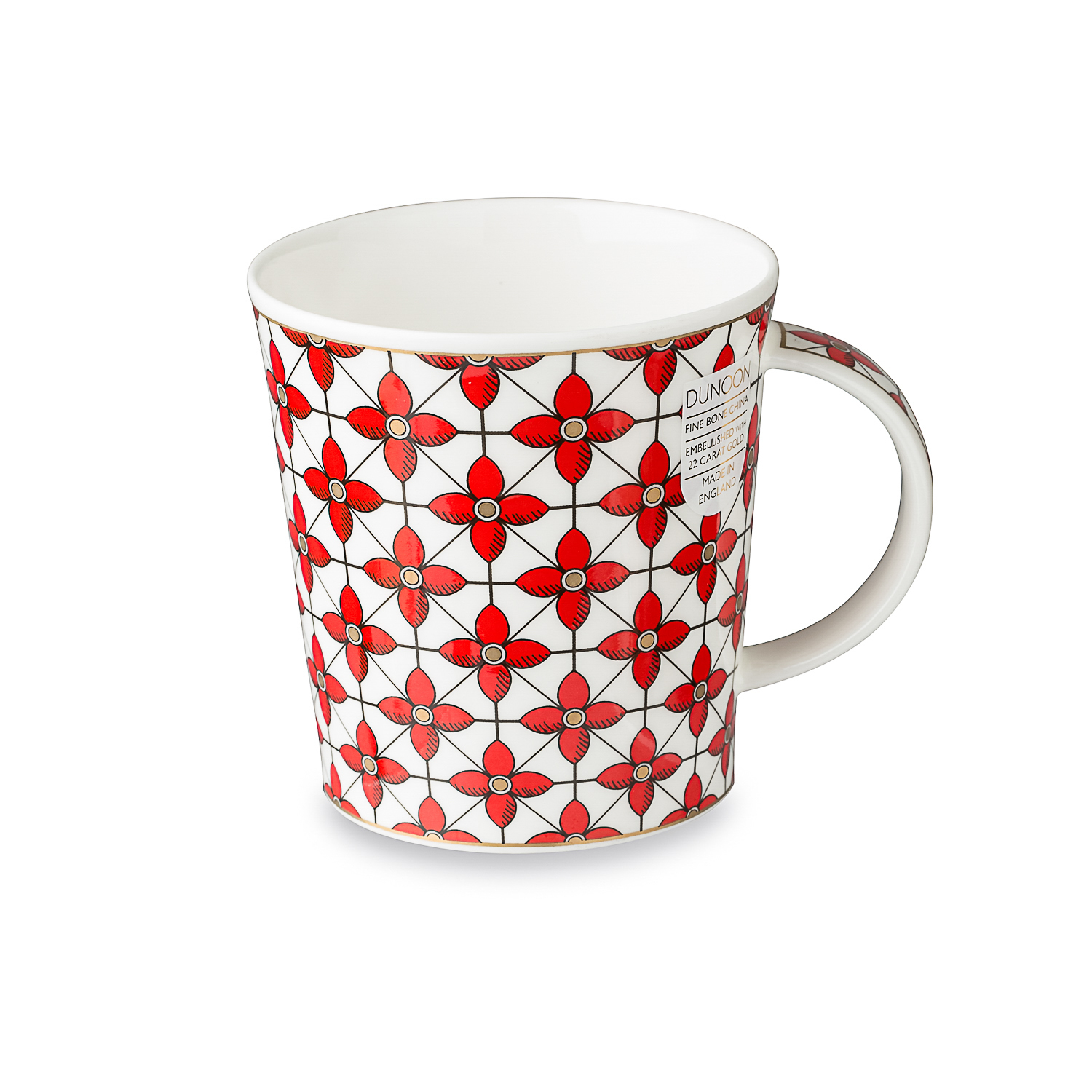 英国原产丹侬dunoon骨瓷马克杯水杯撒马尔罕系列 小红花图案