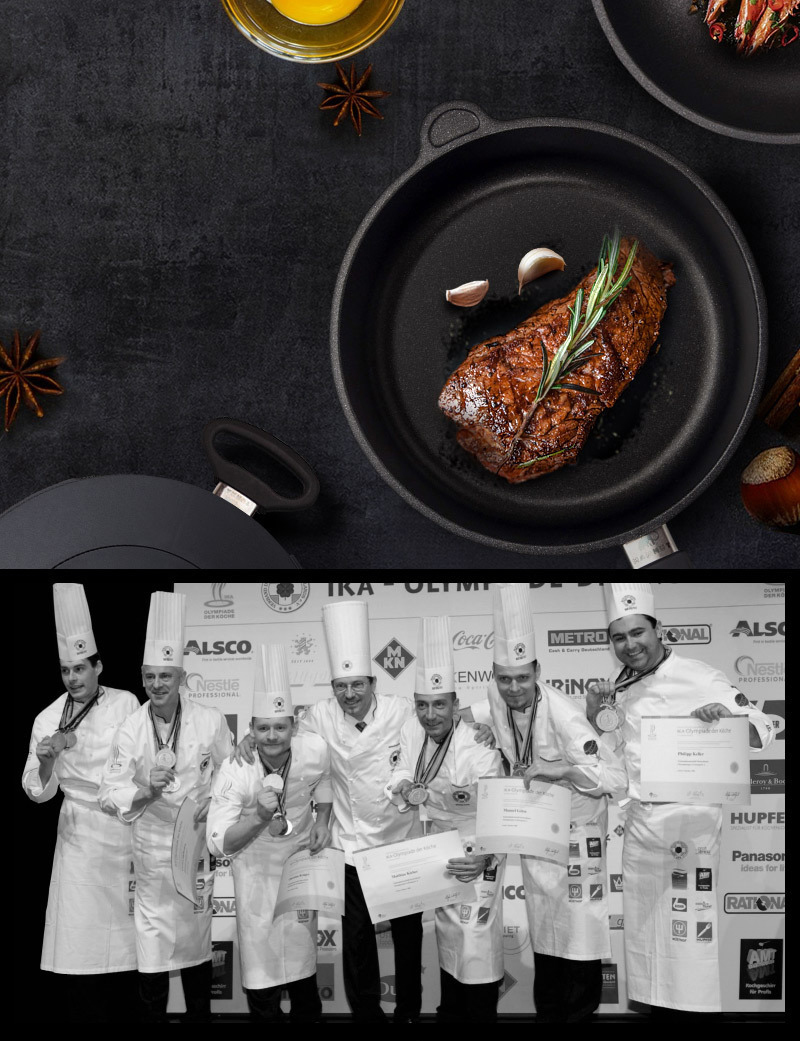 德国MAMMUT高品质重型铸铝LATON涂层防粘平底煎锅24cm 黑色