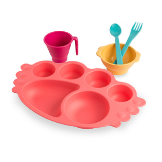 韩国原产Uinlui甘蔗儿童餐具宝宝餐盘创意餐具套装5件套