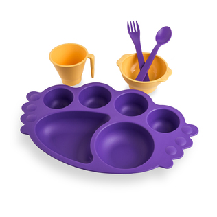 韩国原产Uinlui甘蔗儿童餐具宝宝餐盘创意餐具套装5件套