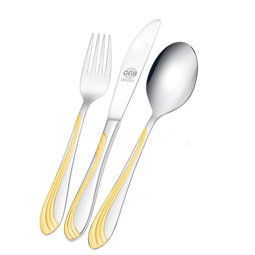 德国原产GGS餐具套装不锈钢刀叉勺镀金刀叉勺Sonja系列 银色镀金