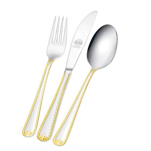 德国原产GGS不锈钢餐具套装不锈钢套装刀叉勺Renate系列 银色镀金