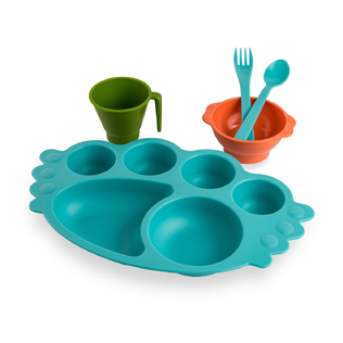 韩国原产Uinlui甘蔗儿童餐具宝宝餐盘创意餐具套装5件套