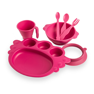 韩国原产Uinlui甘蔗儿童餐具吸垫式宝宝餐具套装7件套