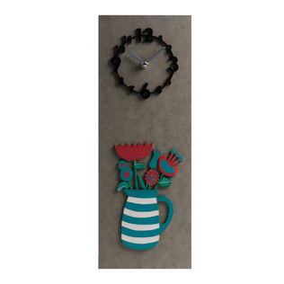 韩国原产dawon deco手绘3D蓝色花瓶挂钟 家用室内挂钟