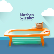 韩国原产Mathos Loreley浴盆澡盆便携感温可折叠浴盆 橙色