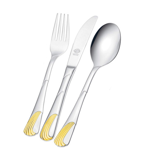 德国原产GGS餐具套装Petra 不锈钢镀金刀叉勺 贝壳图案 银色镀金