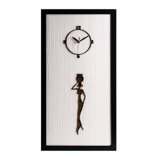 韩国原产dawon deco手绘3D非洲女孩相框挂钟个性创意挂钟