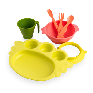 韩国原产Uinlui甘蔗儿童餐具吸垫式宝宝餐具套装7件套