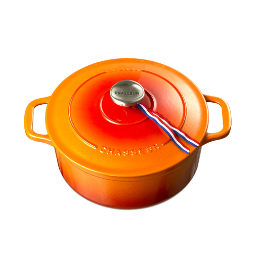 法国原产CHASSEUR珐琅铸铁锅煲汤锅焖烧锅24cm 橙色