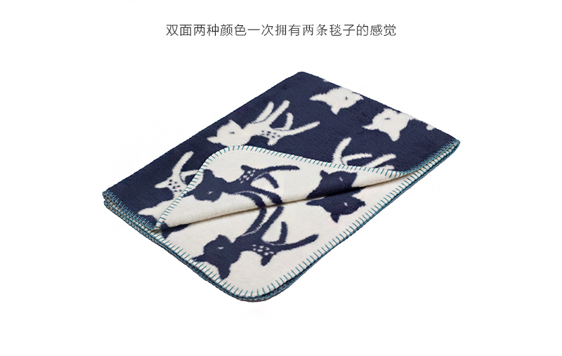 瑞典fabulous goose棉质婴儿毛毯 小鹿斑比 绿色，75*100cm