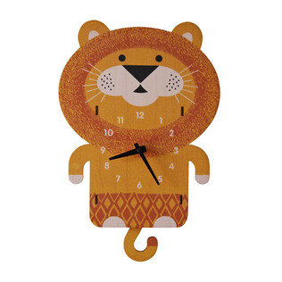 美国原产MODERN MOOSE 呆萌小狮子卡通木质摆钟挂钟