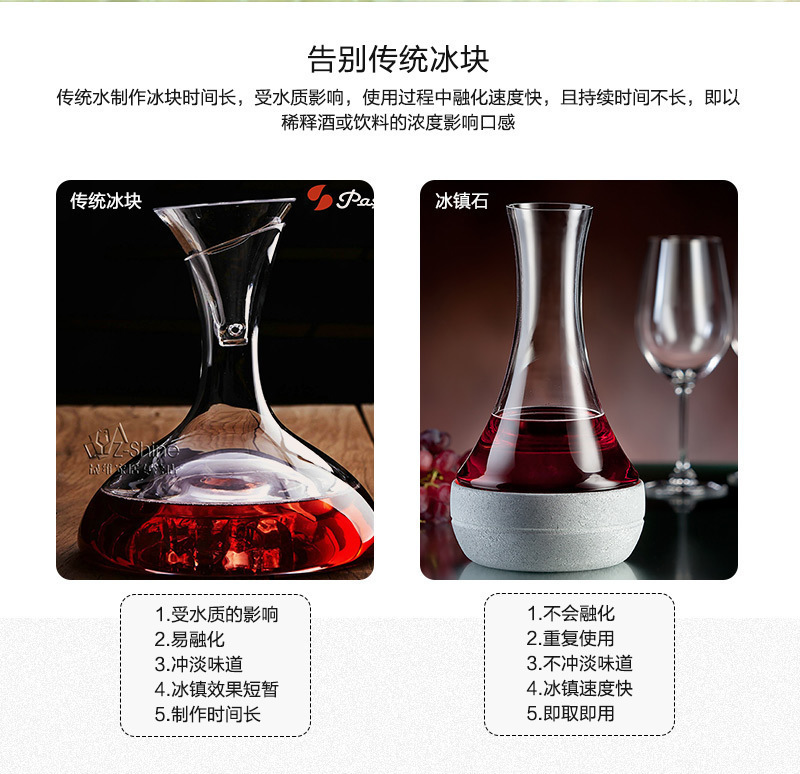 芬兰原产HUKKA滑石冰镇皿 滑石红酒冰镇皿含酒瓶 灰色