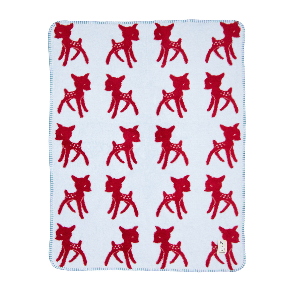 瑞典fabulous goose棉质婴儿毛毯75x100c小鹿斑比 红色