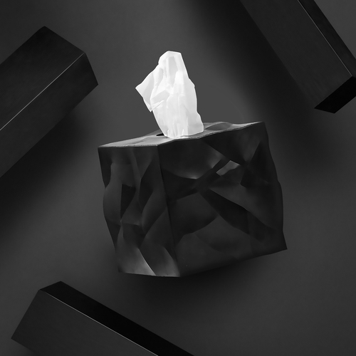 丹麦essey Wipy Cube创意褶皱纸巾盒抽纸盒 无底座 黑色