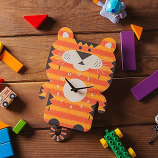 美国原产MODERN MOOSE 呆萌小老虎卡通木质摆钟挂钟