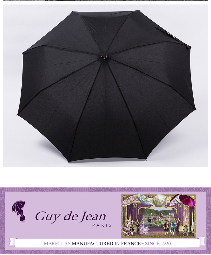 法国原产Guy de Jean太阳伞自动开合折叠晴雨伞防晒SPF50+ 黑色
