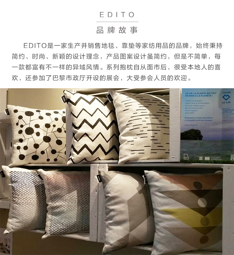 法国原产EDITO简约抱枕靠枕靠垫蒲公英40x40cm 天蓝