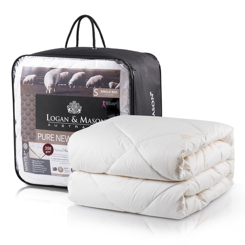澳大利亚原产LOGAN & MASON纯羊毛被子冬被被芯350gsm 白色 King Bed国王：245cm x 210cm