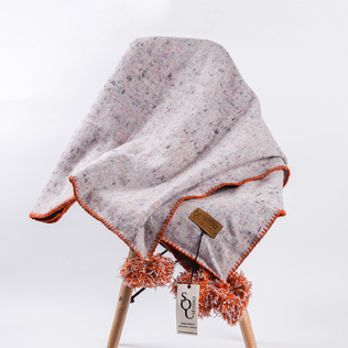 澳大利亚原产SQ STUDIO澳洲羊毛毛球披肩毯子盖毯