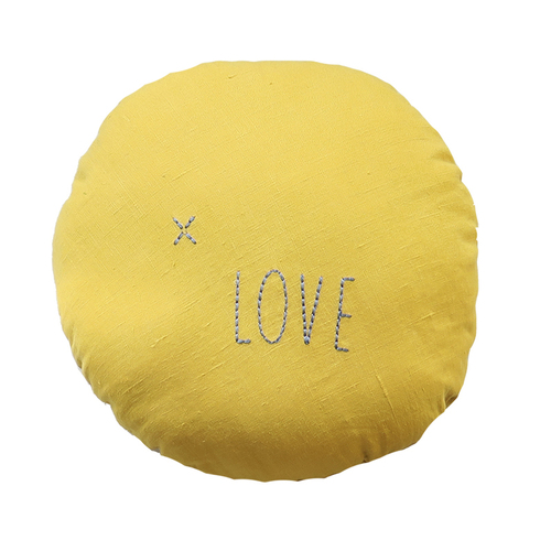 法国原产BLOSSOM字母亚麻靠垫沙发靠枕抱枕 黄色