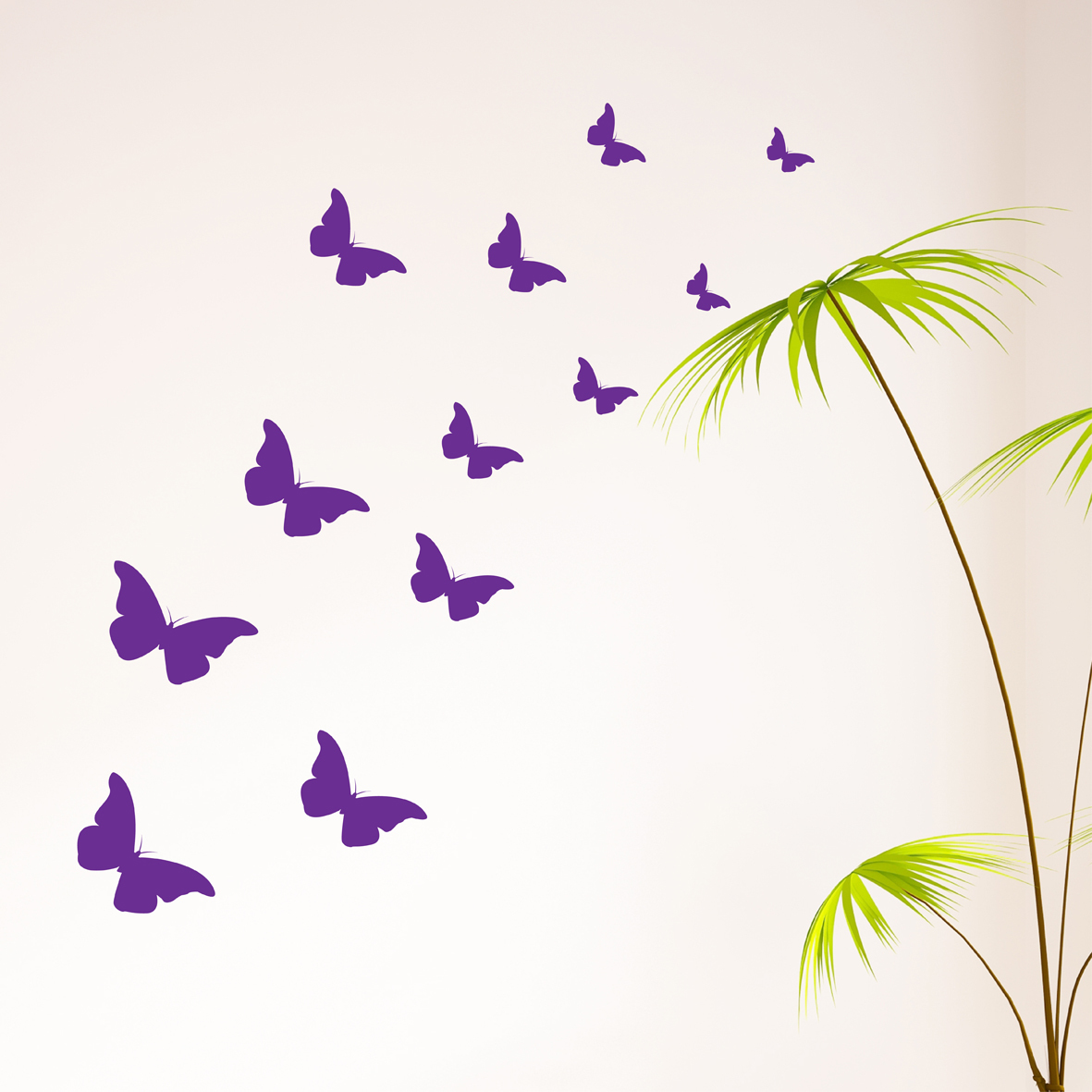 英国原产The Bright Blue Pig儿童房紫色蝴蝶创意墙贴