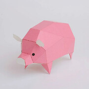 日本原产KAKU KAKU3D立体纸质拼图动物纸模儿童DIY玩具